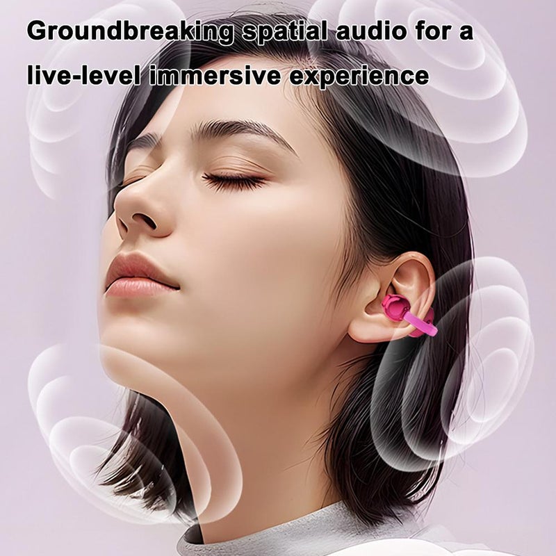 Bluetooth Headset,Open Ear Earbuds,Wireless Ear Clip Headphones with Display Screen,Bluetooth Noise Canceling Headset Sports Earphones for Sports Running Workout - Image 3